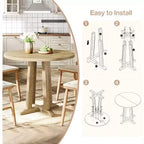 Tavolo da pranzo rotondo da 80 cm, 2-4 posti, stile rustico, finitura rovere