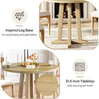 Tavolo da pranzo rotondo da 80 cm, 2-4 posti, stile rustico, finitura rovere