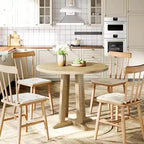 Tavolo da pranzo rotondo da 80 cm, 2-4 posti, stile rustico, finitura rovere
