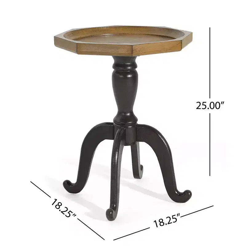 Tavolino d'accento rustico francese con piano ottagonale