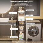 Mobiletto sottile per bagno con ruote, organizer in plastica a 5 cassetti con dispenser per fazzoletti, design salvaspazio per piccoli ambienti