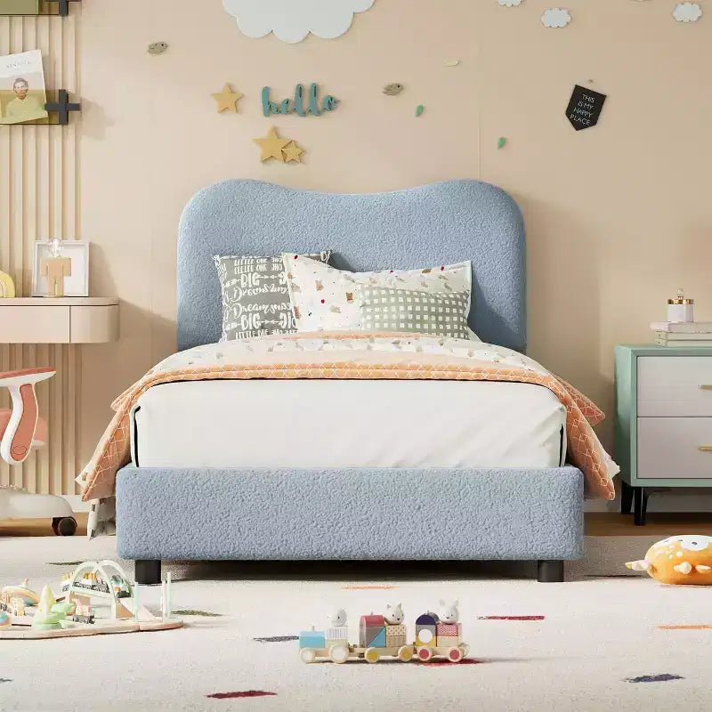 Struttura letto singola per bambini con testiera imbottita