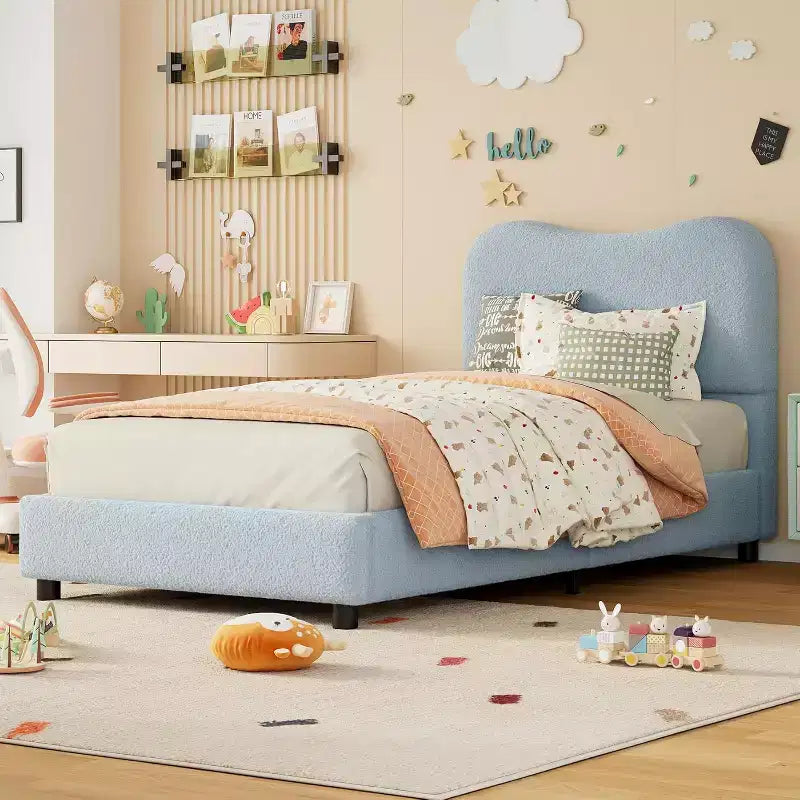 Struttura letto singola per bambini con testiera imbottita