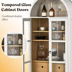 Mobile credenza ad arco alto 180 cm con ante in vetro e cassetti