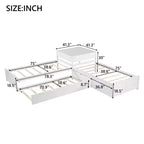 Letto a castello singolo a L con letto estraibile, cassetti e tavolo integrato, bianco