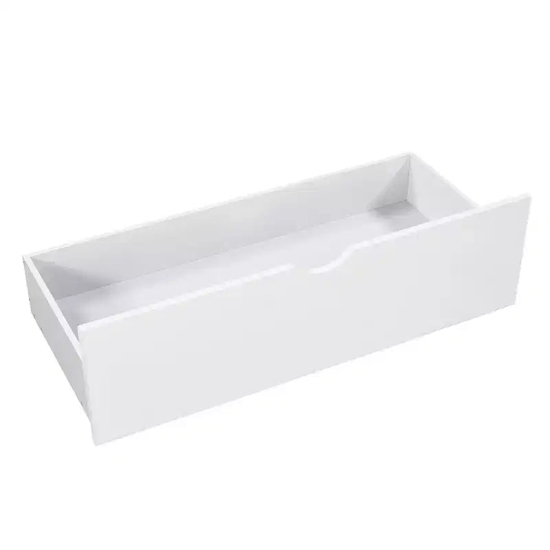 Letto a castello singolo a L con letto estraibile, cassetti e tavolo integrato, bianco