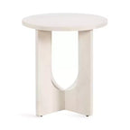 Tavolino ovale in legno con base geometrica
