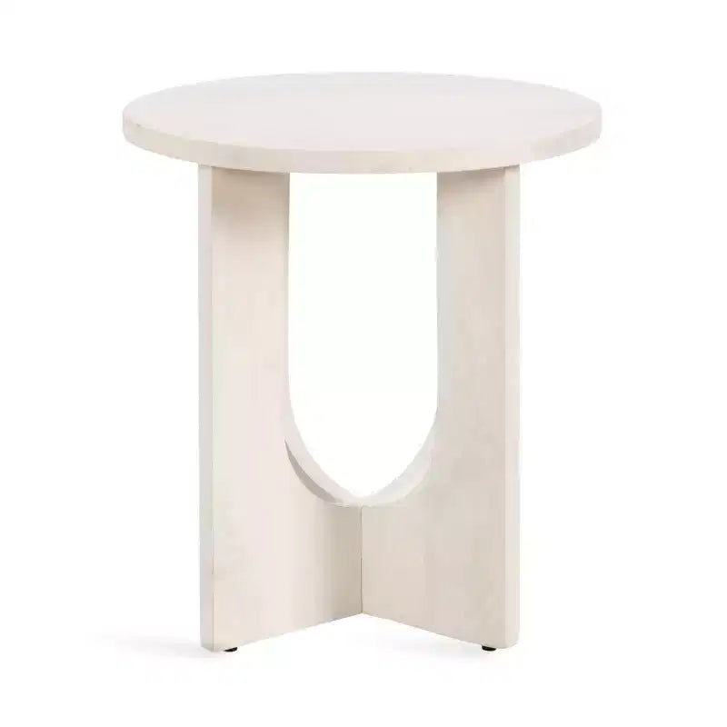 Tavolino ovale in legno con base geometrica