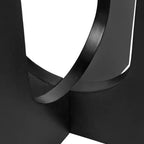 Tavolino ovale in legno con base geometrica