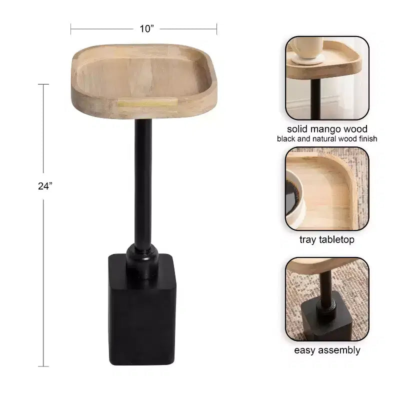 Tavolino da bibita quadrato in legno
