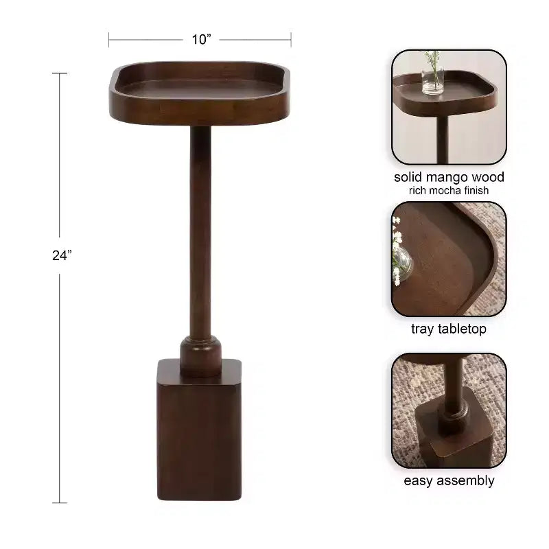Tavolino da bibita quadrato in legno