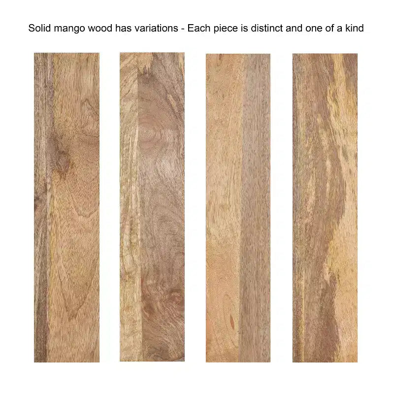 Tavolino in legno di mango con ripiano in vetro scanalato