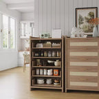 Cassettiera a 5 cassetti in rattan con pannelli intrecciati – Mobiletto da 117 cm