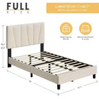 Letto Imbottito con Base a Piattaforma e Testiera Regolabile, Beige, Matrimoniale