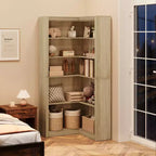 Libreria ad angolo a forma di L a 5 ripiani da 182 cm con contenitore