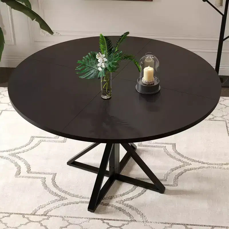 Tavolo da pranzo rotondo da 47 pollici con base in metallo e piano in truciolato