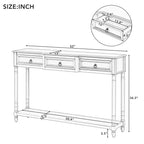 Consolle da ingresso in legno massello da 52" con cassetti e ripiano