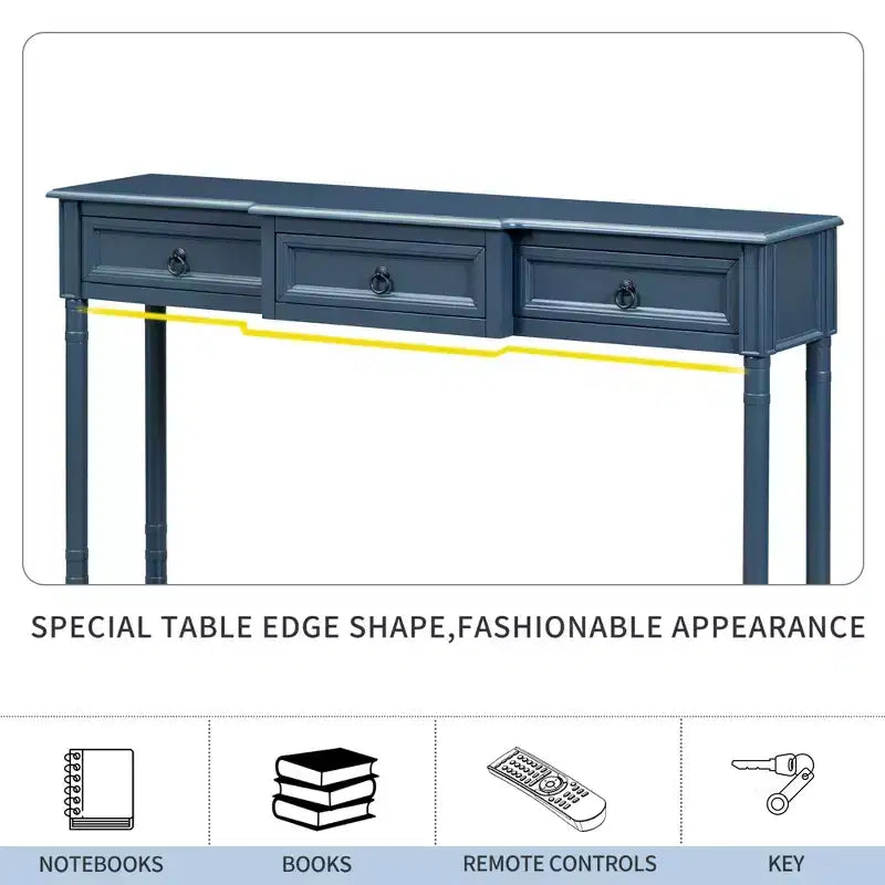 Consolle da ingresso in legno massello da 52" con cassetti e ripiano