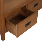 Consolle vintage in legno massiccio con 4 cassetti e ripiano a giorno