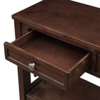 Consolle vintage in legno massiccio con 4 cassetti e ripiano a giorno