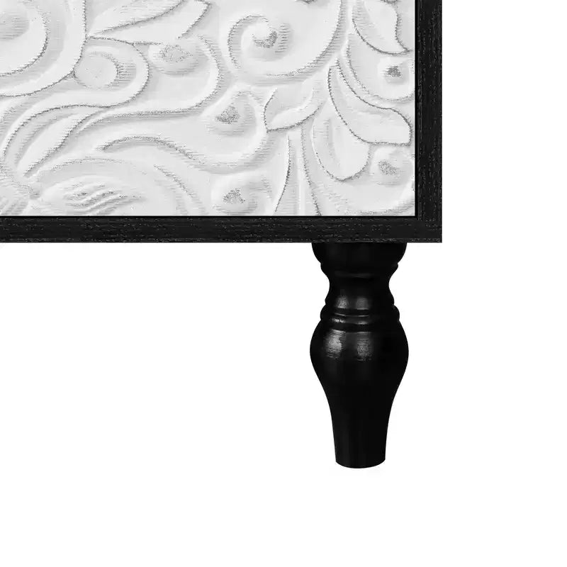 Credenza da cucina con ante intagliate a fiori, mobile multiuso con maniglie in metallo per ingresso e soggiorno