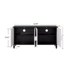 Credenza da cucina con ante intagliate a fiori, mobile multiuso con maniglie in metallo per ingresso e soggiorno