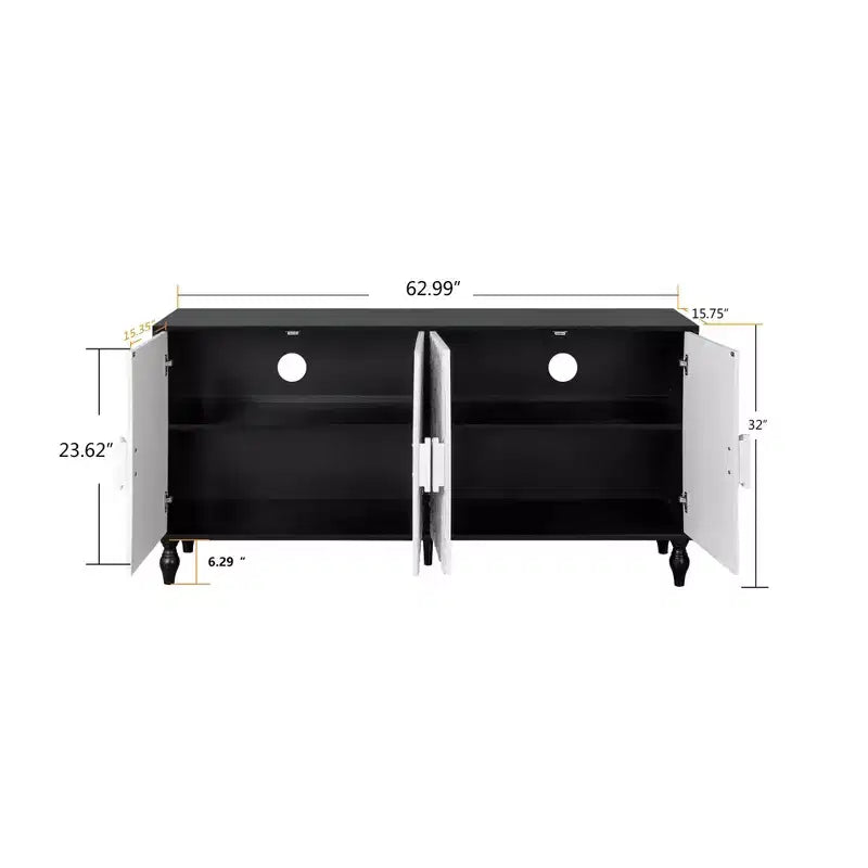 Credenza da cucina con ante intagliate a fiori, mobile multiuso con maniglie in metallo per ingresso e soggiorno
