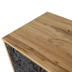 Credenza da cucina con ante intagliate a fiori, mobile multiuso con maniglie in metallo per ingresso e soggiorno