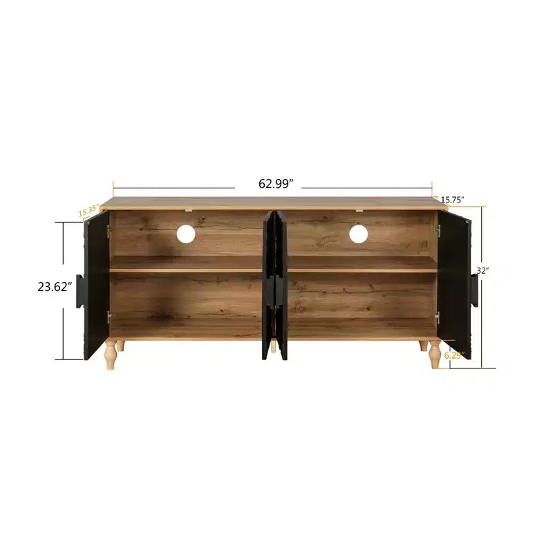 Credenza da cucina con ante intagliate a fiori, mobile multiuso con maniglie in metallo per ingresso e soggiorno