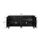 Credenza da cucina con ante intagliate a fiori, mobile multiuso con maniglie in metallo per ingresso e soggiorno
