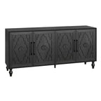 Credenza da cucina con ante intagliate a fiori, mobile multiuso con maniglie in metallo per ingresso e soggiorno