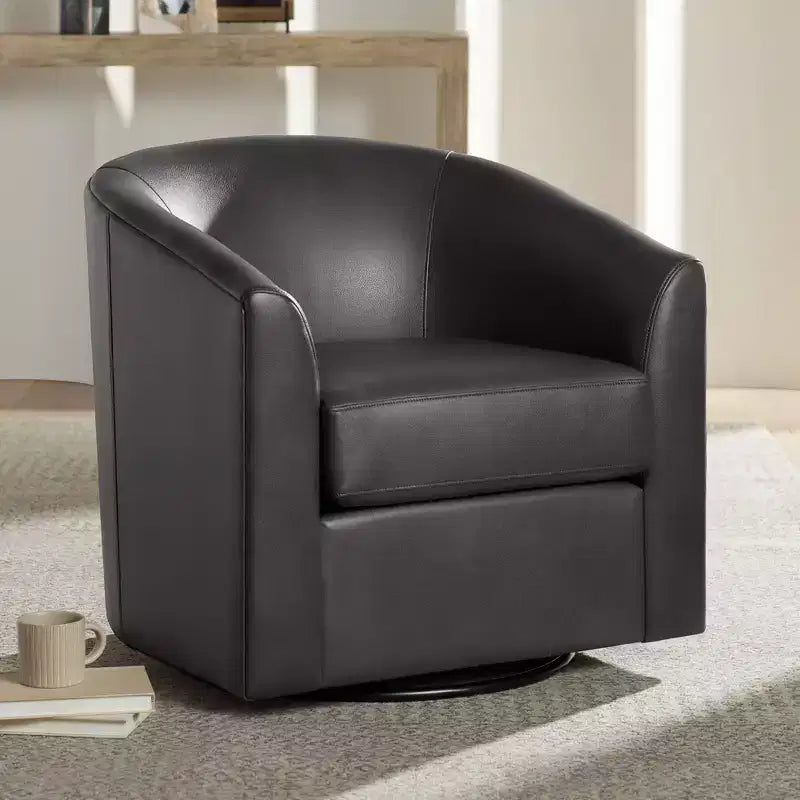 Poltrona a botte girevole – Similpelle grigio scuro, 78 cm di larghezza
