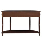 Consolle curva da 52'' in legno anticato con ripiano aperto e 2 cassetti, Espresso