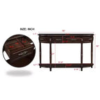 Consolle curva da 52'' in legno anticato con ripiano aperto e 2 cassetti, Espresso