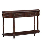 Consolle curva da 52'' in legno anticato con ripiano aperto e 2 cassetti, Espresso