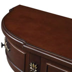 Consolle curva da 52'' in legno anticato con ripiano aperto e 2 cassetti, Espresso