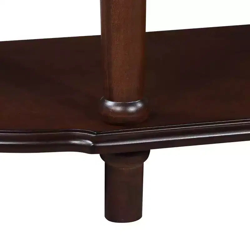 Consolle curva da 52'' in legno anticato con ripiano aperto e 2 cassetti, Espresso