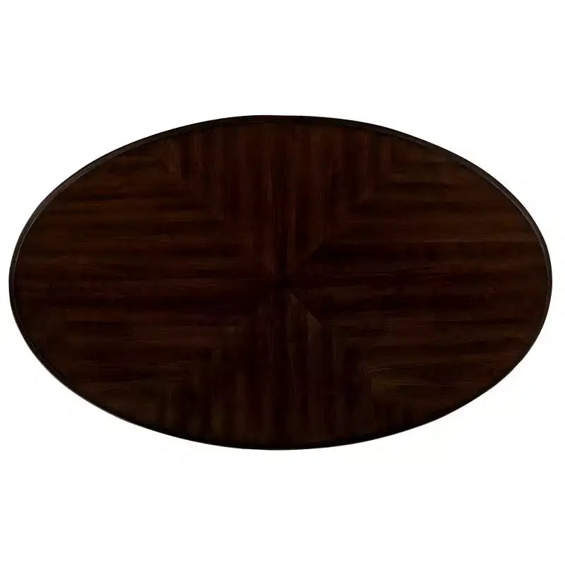 Tavolino da caffè ovale in legno da 42'' con ripiano portaoggetti aperto a 2 livelli, struttura beige e piano marrone