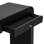 Consolle rustica con cassetto scanalato, angoli curvi e gambe spesse per ingresso e soggiorno, nera