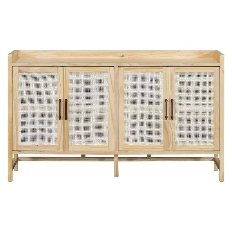 Hostack Sideboard Buffet Cabinet with Rattan Doors and Storage for Entryway Dining Room Kitchen Living Room, Natural