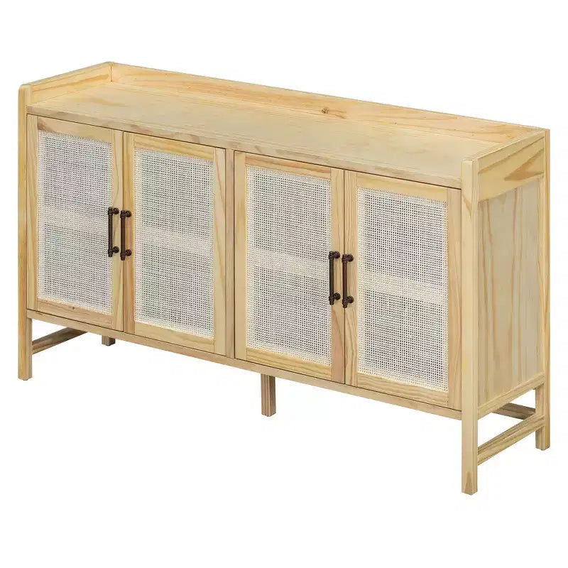 Credenza-Buffet con ante in rattan e vano contenitore