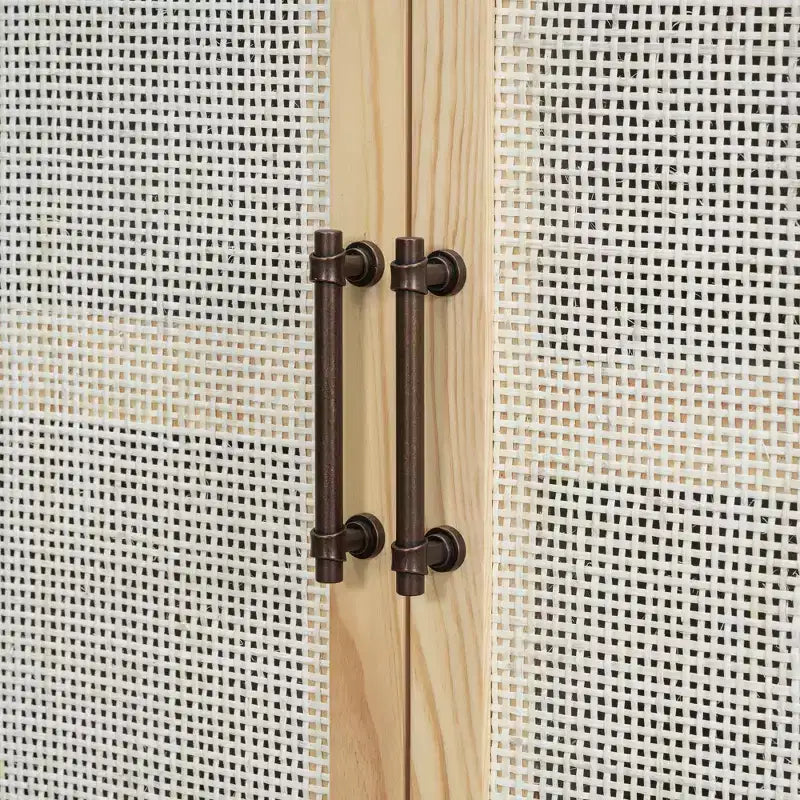 Credenza-Buffet con ante in rattan e vano contenitore