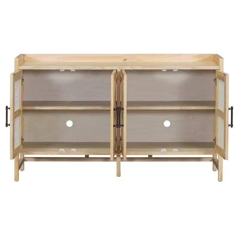 Credenza-Buffet con ante in rattan e vano contenitore