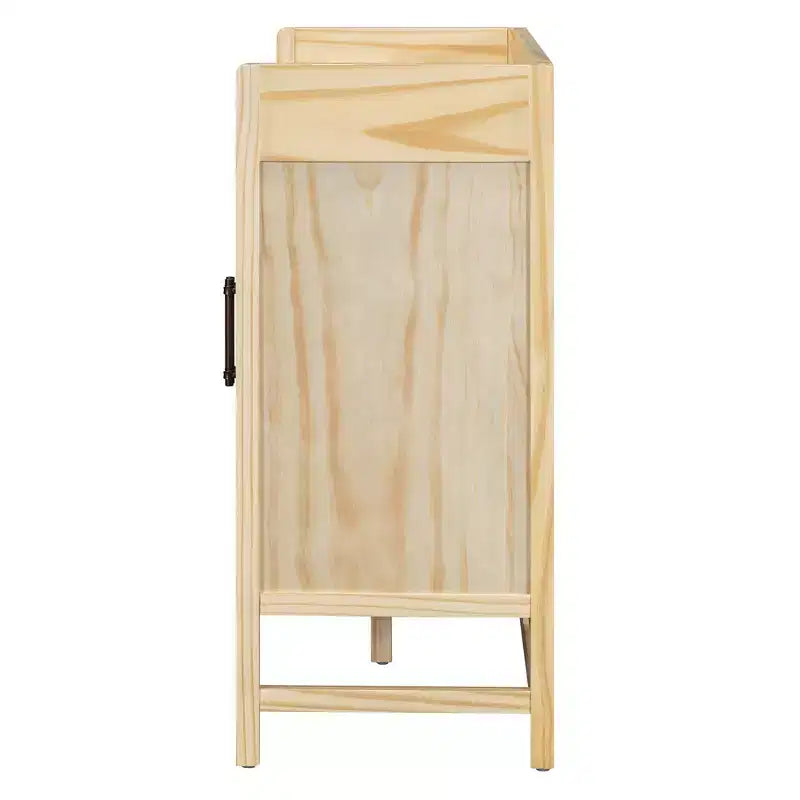 Credenza-Buffet con ante in rattan e vano contenitore