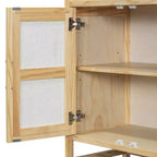 Credenza-Buffet con ante in rattan e vano contenitore
