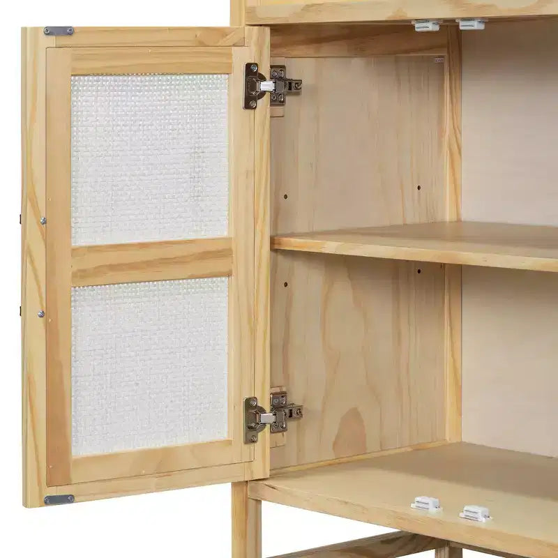 Credenza-Buffet con ante in rattan e vano contenitore