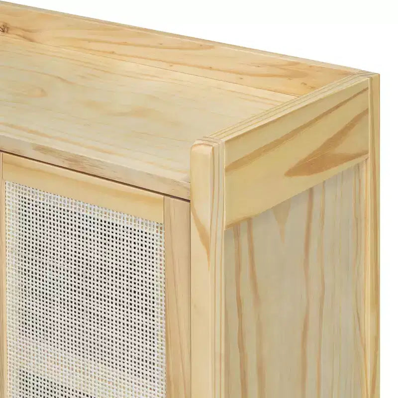 Credenza-Buffet con ante in rattan e vano contenitore