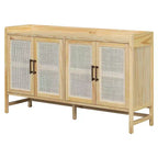Credenza-Buffet con ante in rattan e vano contenitore