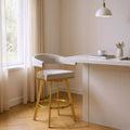 Sedia da bar girevole in tessuto color talpa e oro con braccioli, altezza bancone, 26"