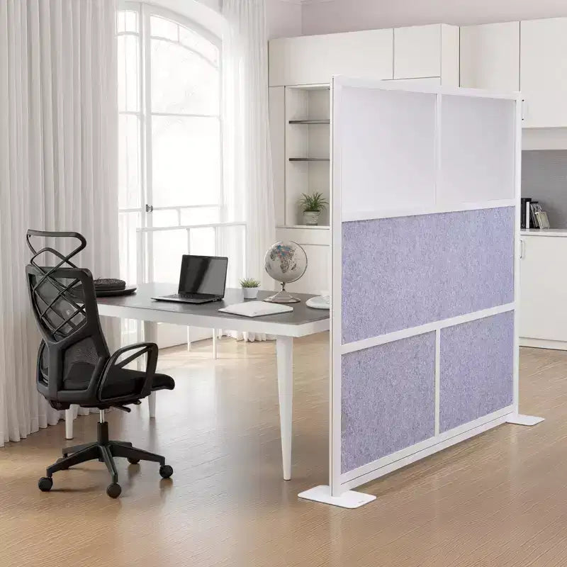 Divisorio per Ufficio, 1 pannello, 70 x 70 pollici, Struttura in PET con finestre smerigliate, Grigio